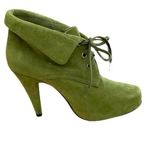 Olive suede ankle boots high heel